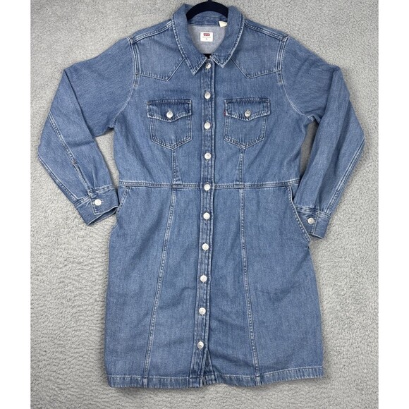 Levi's Dresses & Skirts - Vintage Levis Denim Dress Women's XL Western Rodeo Pockets 100% Cotton Cowgirl
